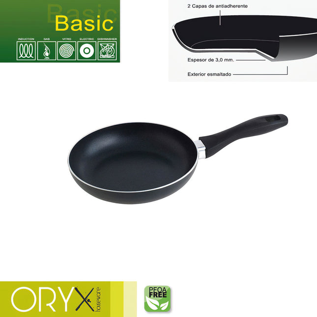 Oryx sartén aluminio antiadherente basic, alta resistencia, apta inducción, libre PFOA, diámetro 20 cm, espesor 3 mm