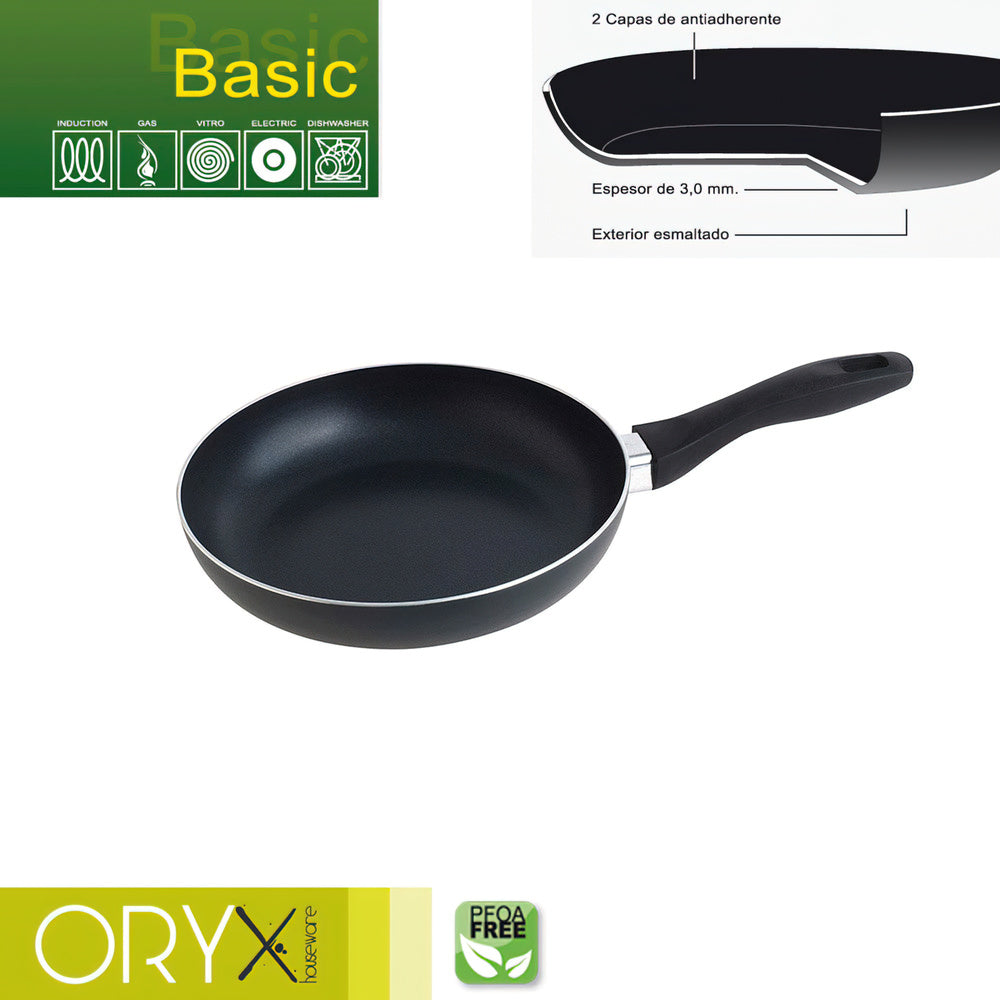 Oryx Basic non-stick aluminum frying pan, high resistance, induction-compatible, PFOA-free, 22 cm diameter, 3 mm thick