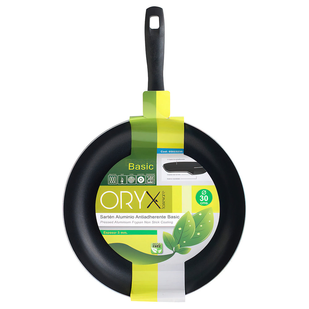 Oryx non-stick aluminum frying pan basic, high resistance, induction compatible, PFOA free, 30 cm diameter, 3 mm thickness