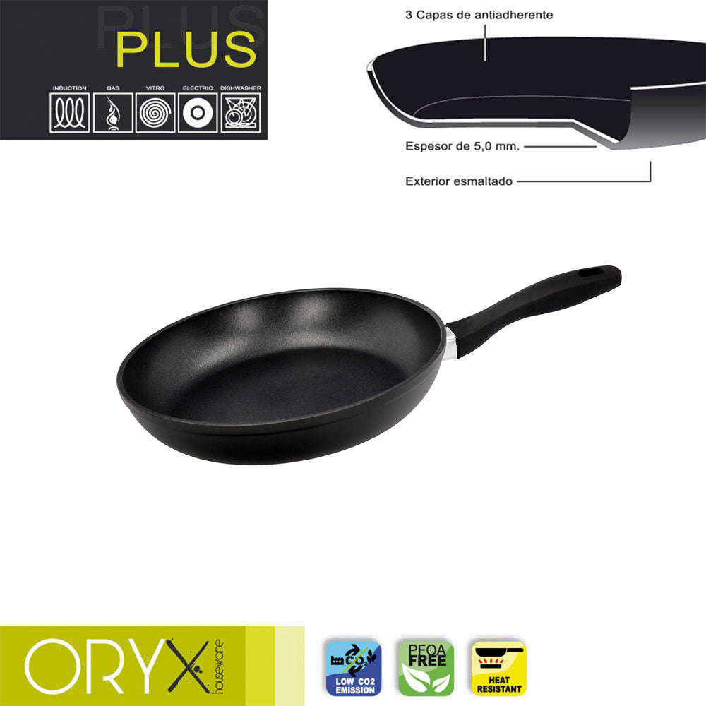 Oryx non-stick aluminum frying pan plus, forged, induction suitable, PFOA-free, 24 cm diameter, 5 mm thickness