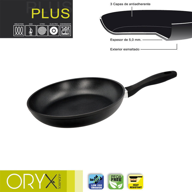 Oryx sartén aluminio antiadherente plus, forjada, apta inducción, libre PFOA, diámetro 26 cm, espesor 5 mm