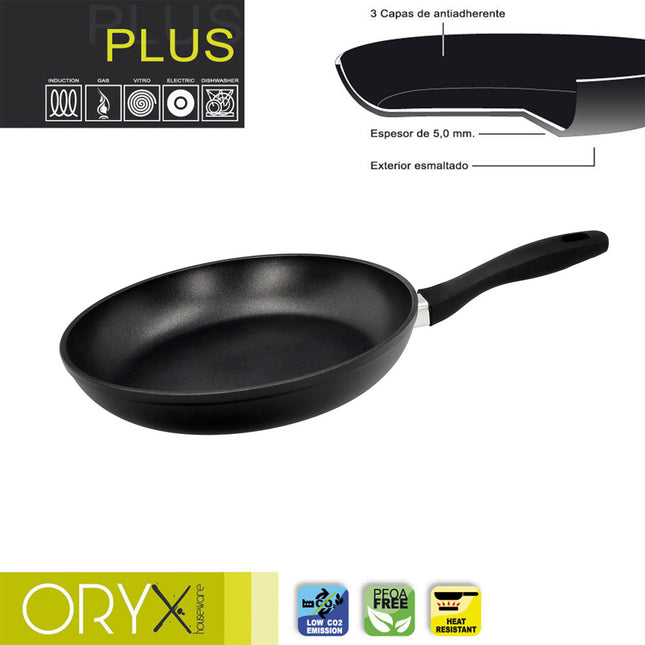 Oryx sartén aluminio antiadherente plus, forjada, apta inducción, libre PFOA, diámetro 28 cm, espesor 5 mm