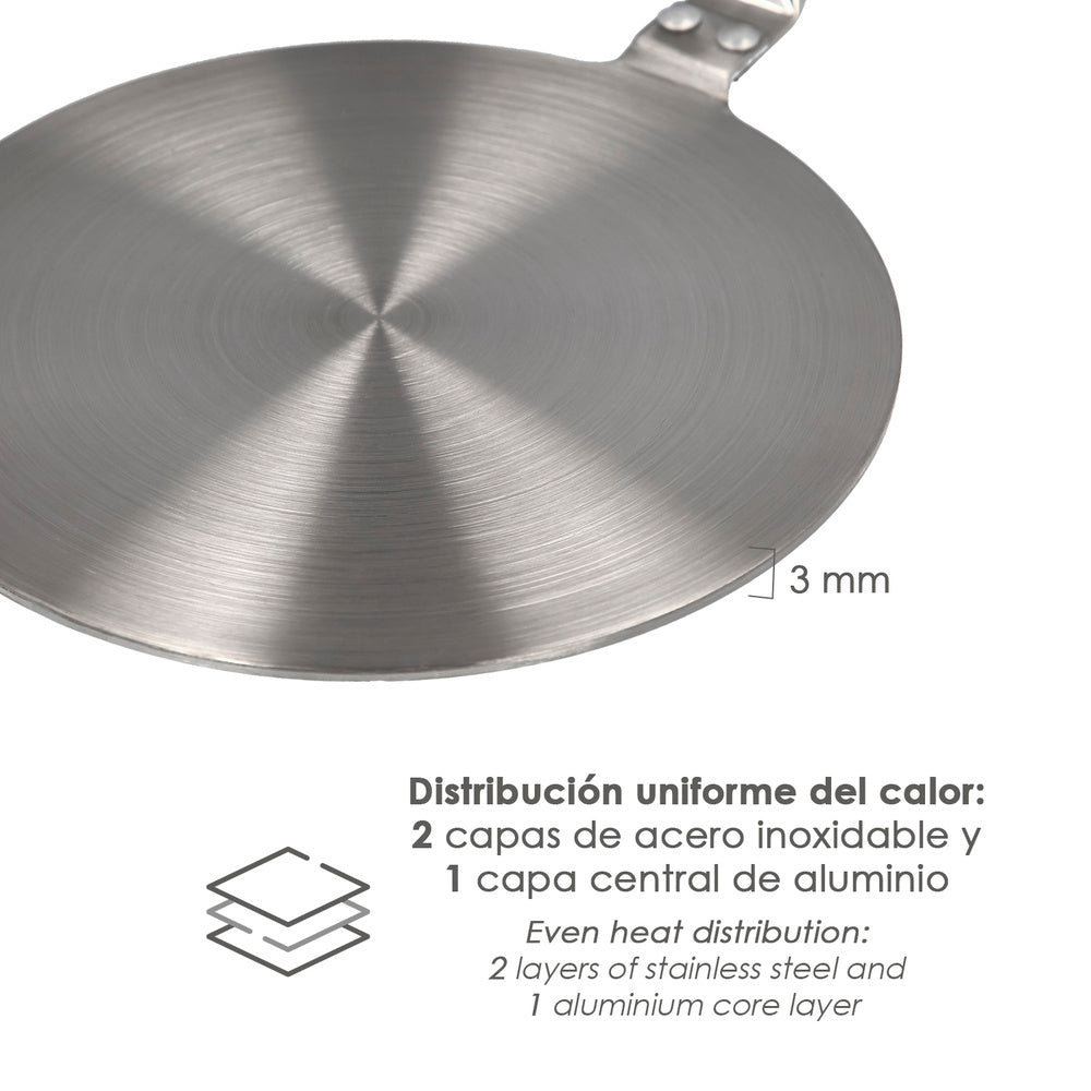 Induction / ceramic hob adapter ø 19.5 cm 3-ply stainless steel / aluminum