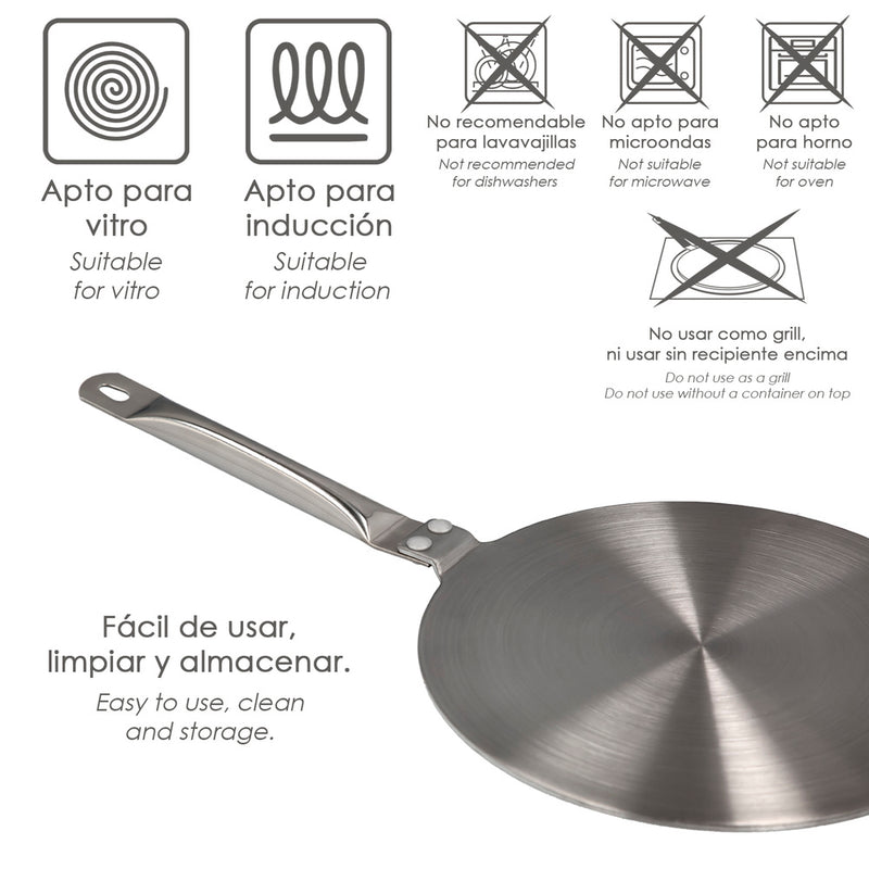 Adaptador para induccion / vitroceramica ø 19.5 cm. 3 capas acero inoxidable / aluminio