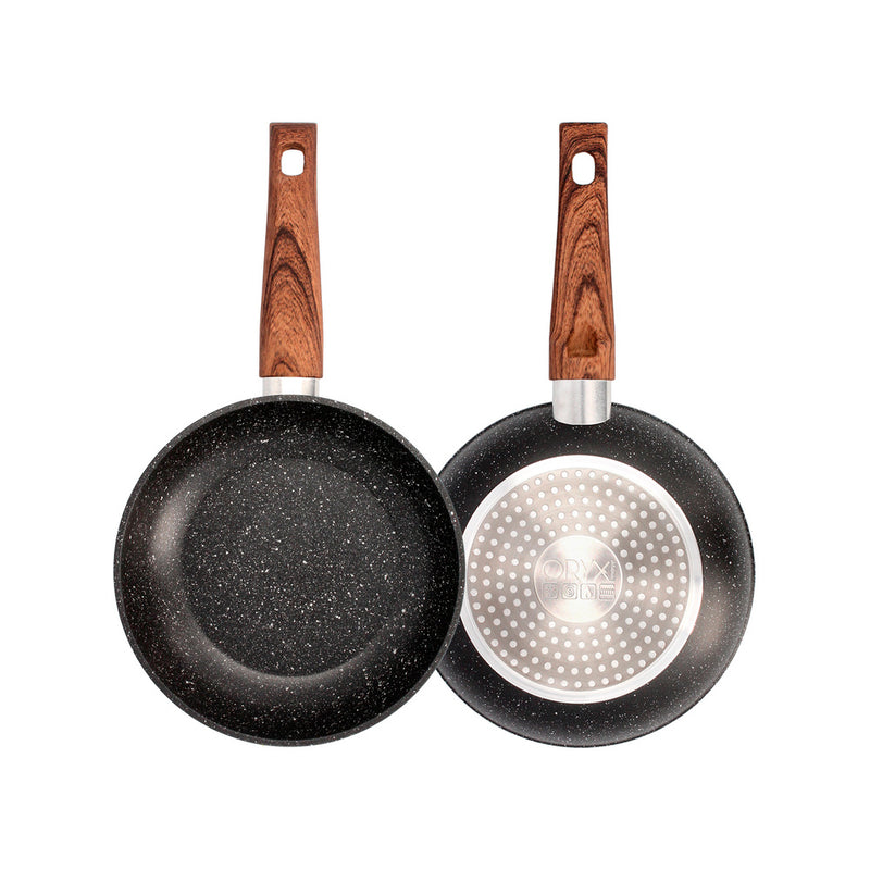 Sartén aluminio forjado antiadherente ø 20 x 4,5 cm. mango engomado / 5 capas / acabado piedra / apta para todo tipo de cocinas