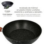 Frigideira alumínio forjado antiaderente ø 20 x 4,5 cm, pega em borracha / 5 camadas / acabamento pedra / apta para todos os tipos de fogões