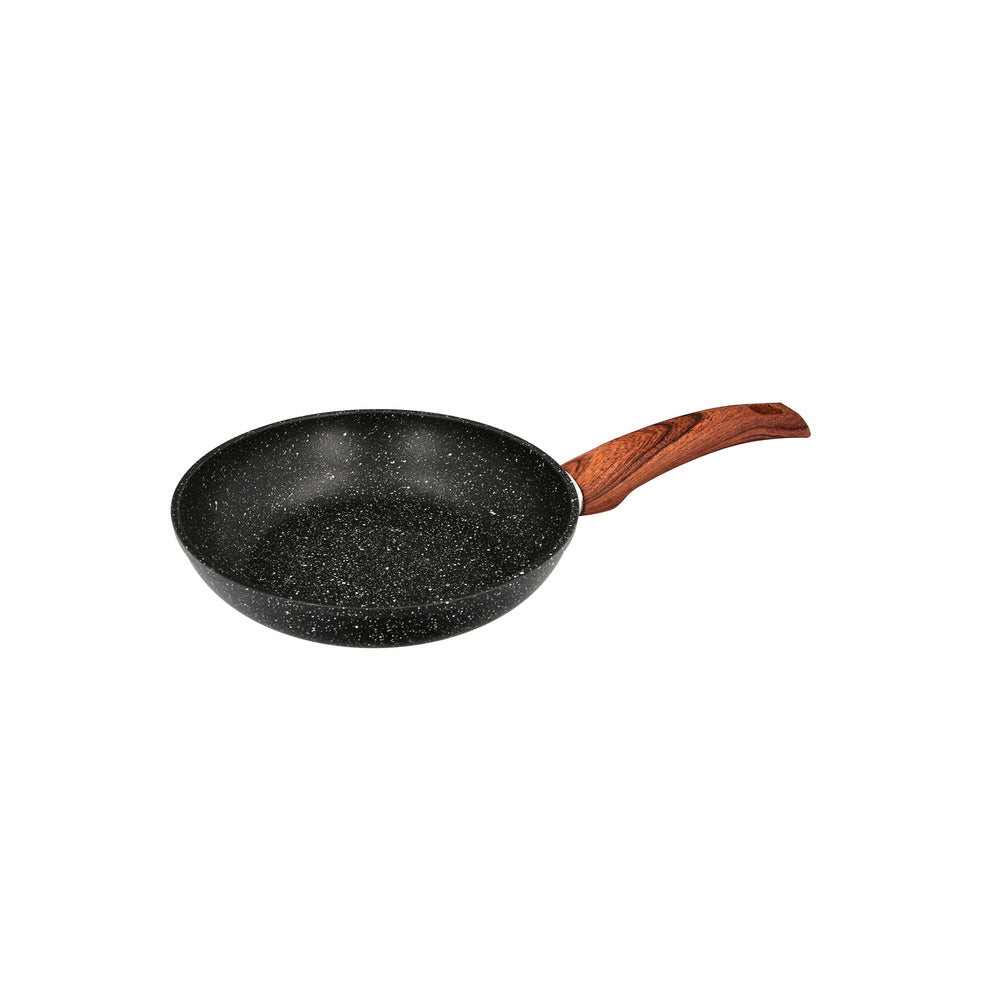 Forged aluminum non-stick frying pan ø 20 x 4.5 cm rubberized handle / 5 layers / stone finish / suitable for all types of cooktops