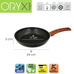 Sarten aluminio forjado antiadherente ø 24 x 5 cm mango engomado / 5 capas / acabado piedra / apta para todo tipo de cocinas