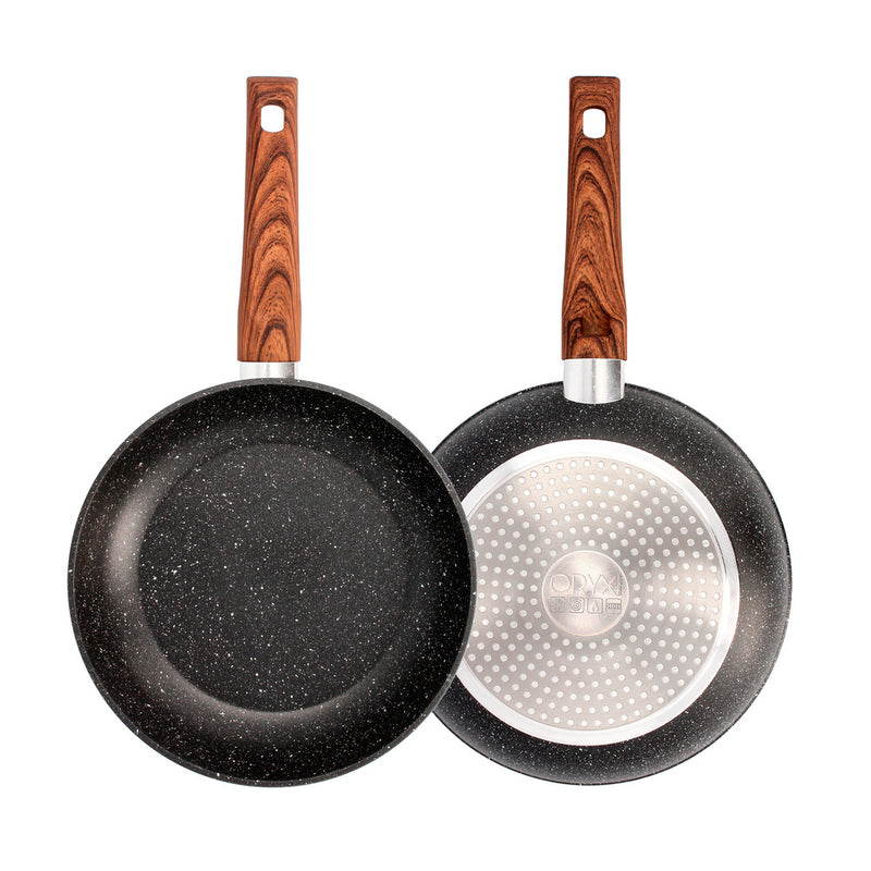 Sartén aluminio forjado antiadherente ø 24 x 5 cm. mango engomado / 5 capas / acabado piedra / apta para todo tipo de cocinas