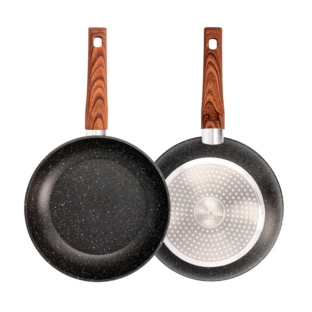 Forged aluminum non-stick frying pan ø 24 x 5 cm rubberized handle / 5 layers / stone finish / suitable for all types of cooktops