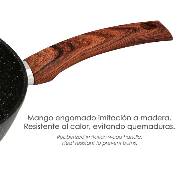 Sartén aluminio forjado antiadherente ø 24 x 5 cm. mango engomado / 5 capas / acabado piedra / apta para todo tipo de cocinas