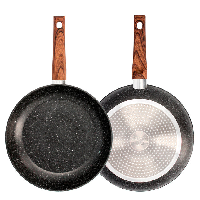 Sartén aluminio forjado antiadherente ø 28 x 5,5 cm. mango engomado / 5 capas / acabado piedra / apta para todo tipo de cocinas