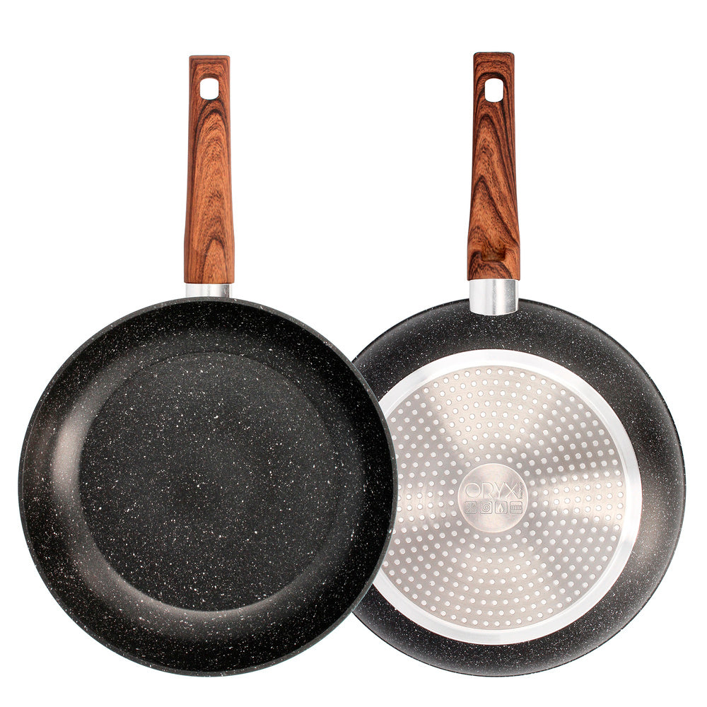 Non-stick forged aluminum pan ø 28 x 5.5 cm rubberized handle / 5 layers / stone finish / suitable for all types of cooktops
