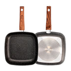Sarten aluminio forjado antiadherente 24x24x4,5 cm mango engomado / 5 capas / acabado piedra / todo tipo de cocinas / grill