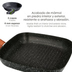 Sarten aluminio forjado antiadherente 24x24x4,5 cm mango engomado / 5 capas / acabado piedra / todo tipo de cocinas / grill