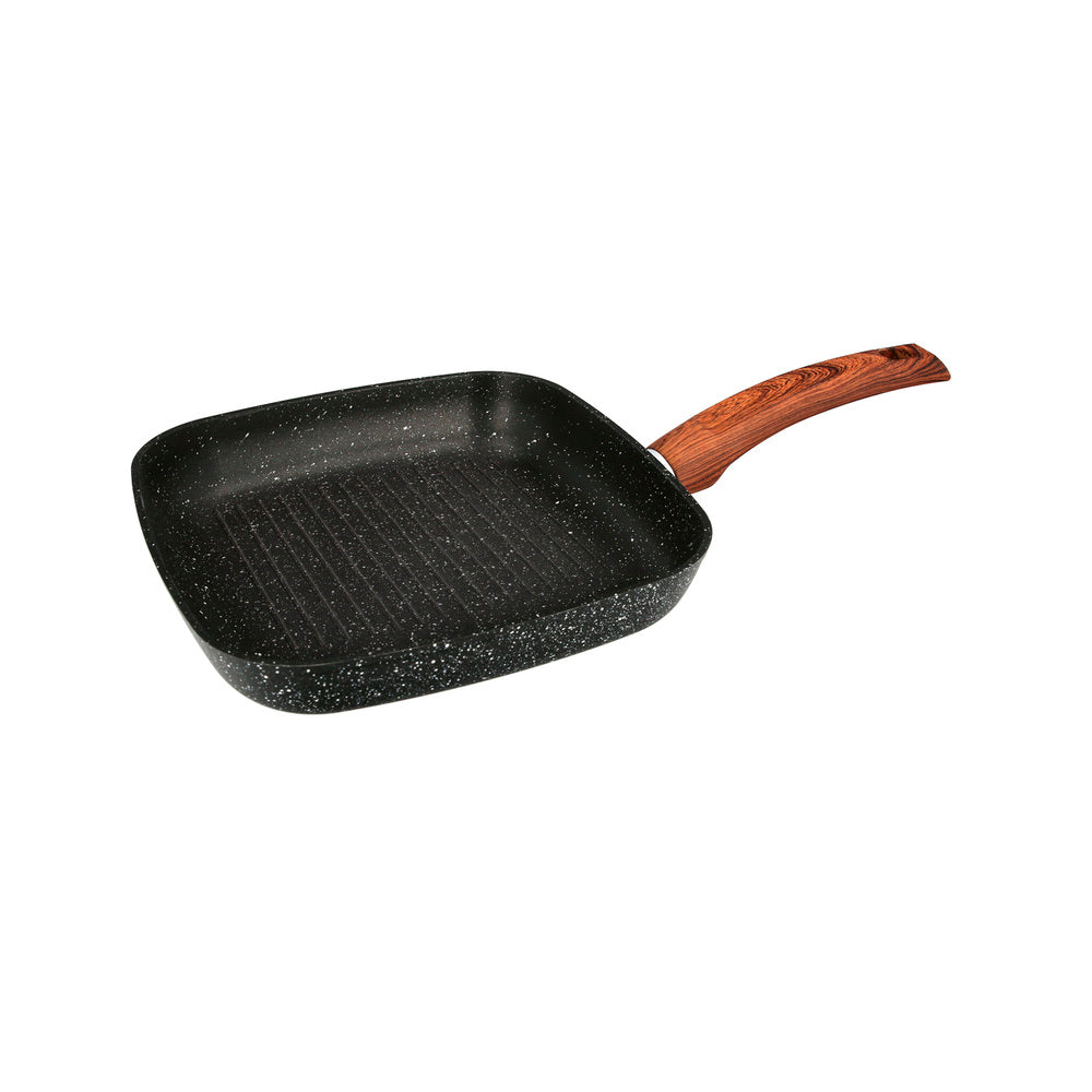 Sarten aluminio forjado antiadherente 24x24x4,5 cm mango engomado / 5 capas / acabado piedra / todo tipo de cocinas / grill