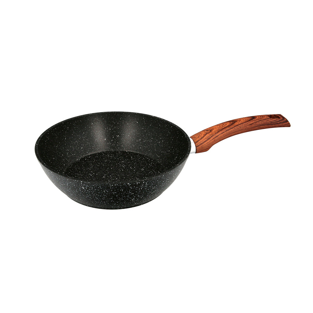 Forged aluminum non-stick frying pan ø 24 x 7 cm rubberized handle / 5 layers / stone finish / suitable for all types of cooktops