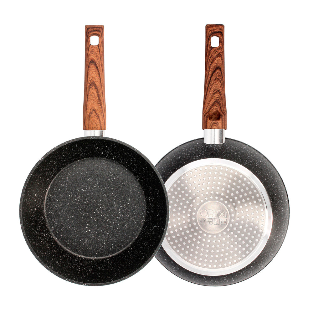 Forged aluminum non-stick frying pan ø 24 x 7 cm rubberized handle / 5 layers / stone finish / suitable for all types of cooktops