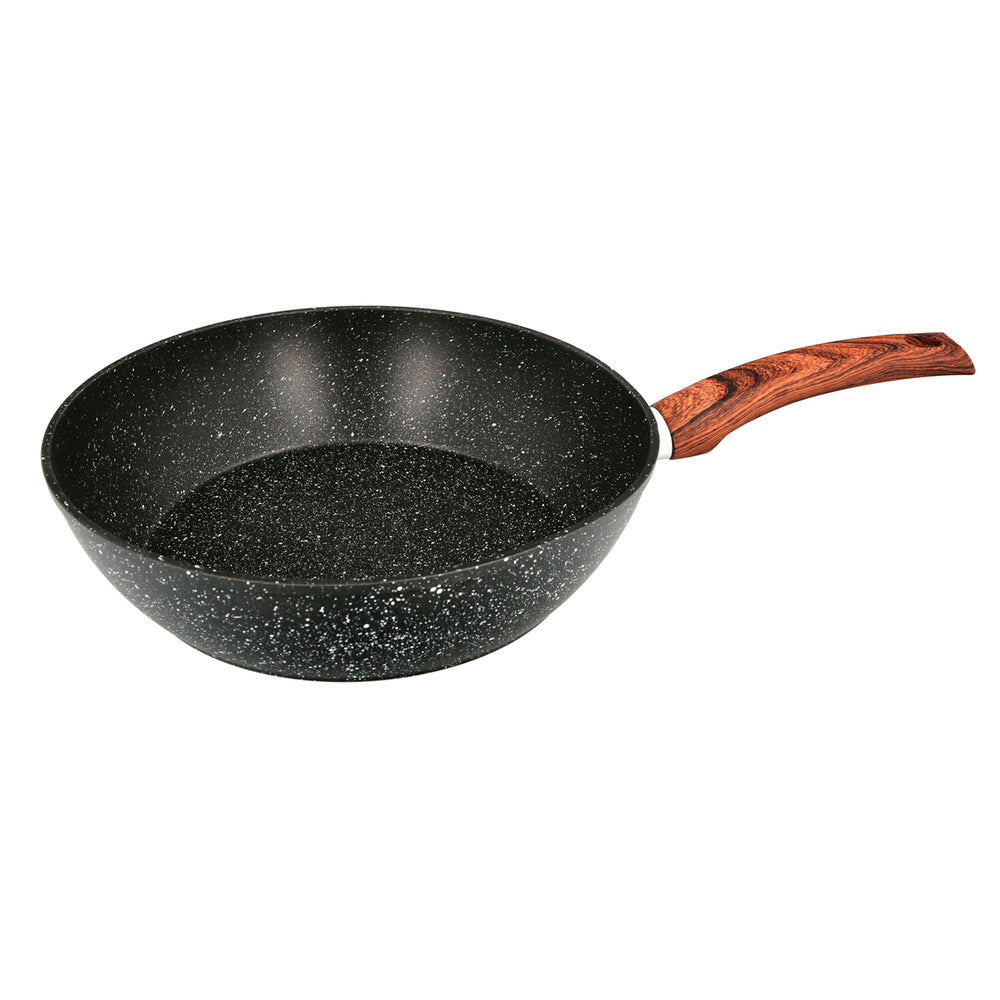 Deep forged aluminum nonstick frying pan ø 28x7.5 cm rubberized handle / 5 layers / stone finish / for all types of stoves