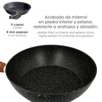 Frigideira alta alumínio forjado antiaderente ø 28x7,5 cm cabo em borracha / 5 camadas / acabamento em pedra / para todos os tipos de fogão
