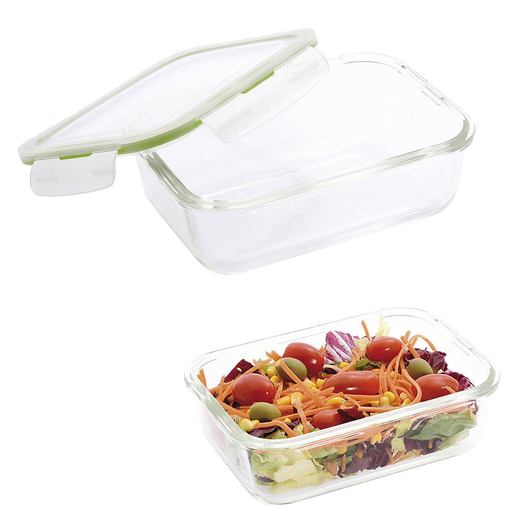 Rectangular airtight glass container 1850 ml. 23 x 16.5 x 8.5 (H) cm