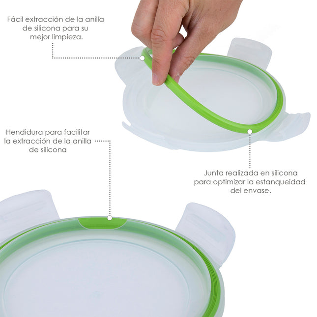 Recipiente hermetico cristal redondo 850 ml. ø 165 x 8 (alt) cm