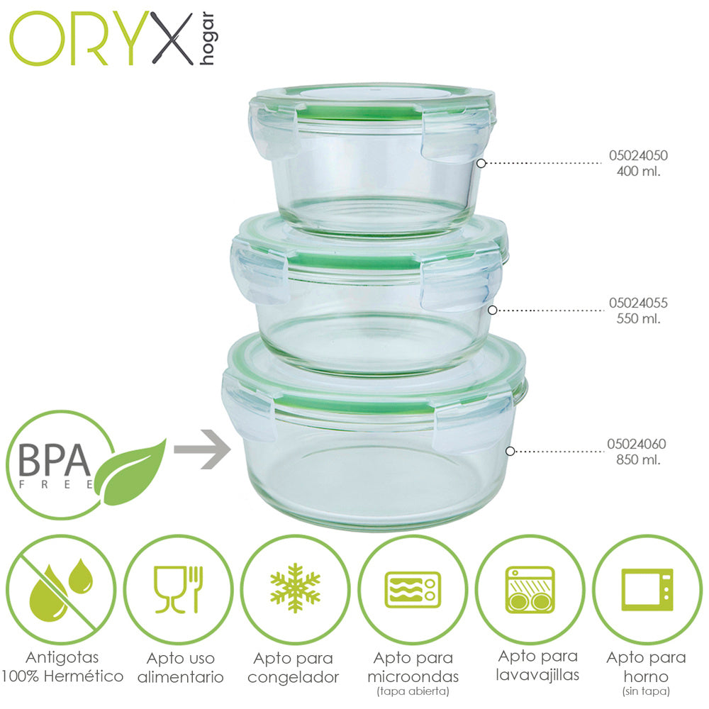 Round airtight glass container 850 ml. Ø 165 x 8 (H) cm