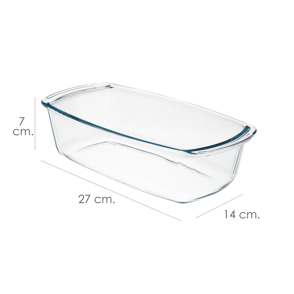 Fuente cristal para horno, 1.5 litros, molde especial repostería, 27x14x7 cm