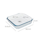 Fuente horno cristal borosilicato cuadrada 1,8 l. 20,7x20,7 cm ideal meclas, ensaladas, postres, cocina, resposteria. Libre bpa