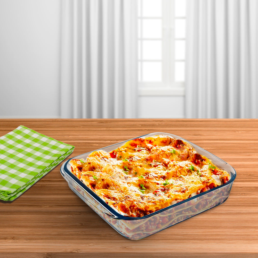Fuente horno cristal borosilicato cuadrada 1,8 l. 20,7x20,7 cm ideal meclas, ensaladas, postres, cocina, resposteria. Libre bpa