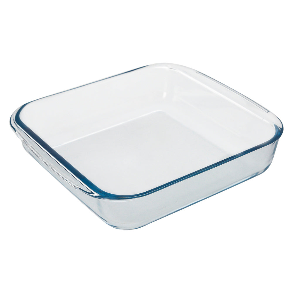 Borosilicate glass square oven dish 1.8 L. 20.7x20.7 cm ideal for mixes, salads, desserts, cooking, baking. BPA-free