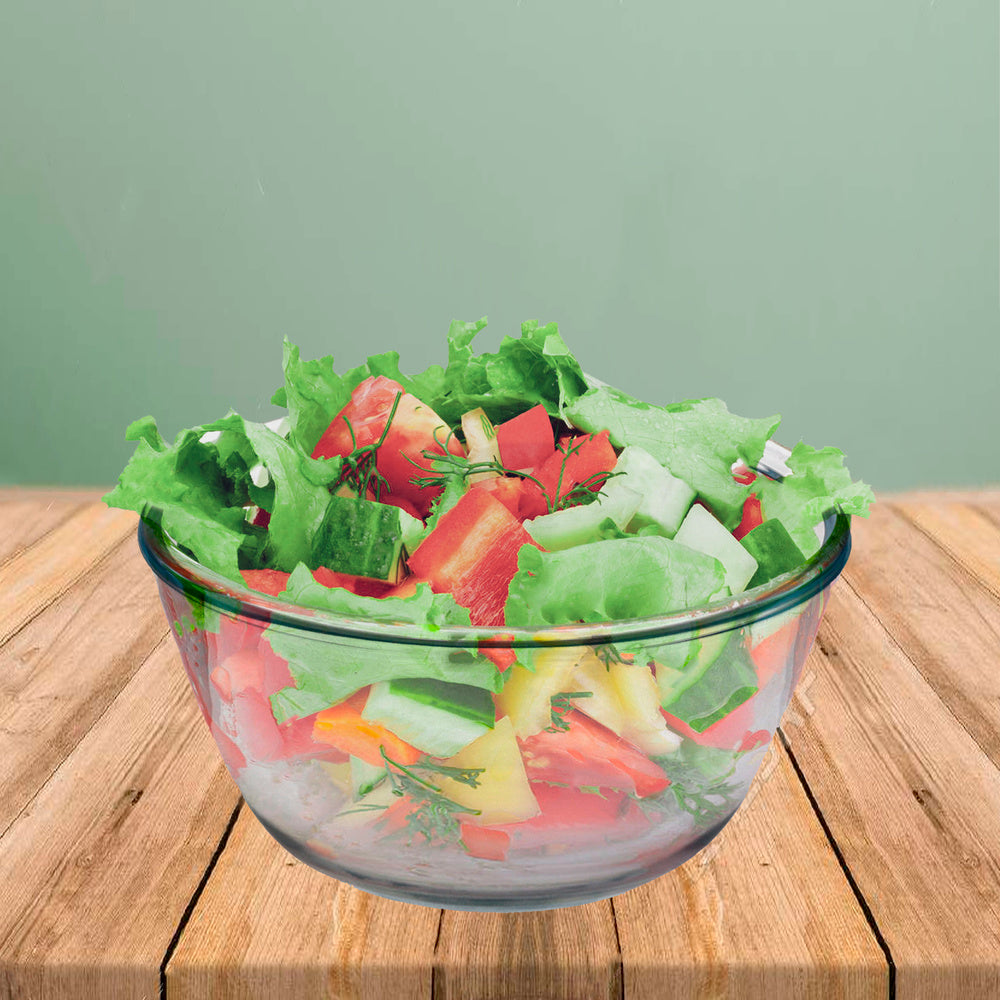 Bol de cristal, ideal para mezclas. 1.5 litros. Libre bpa, cristal de borosilicato. Ensaladas, postres, cocina, respostería