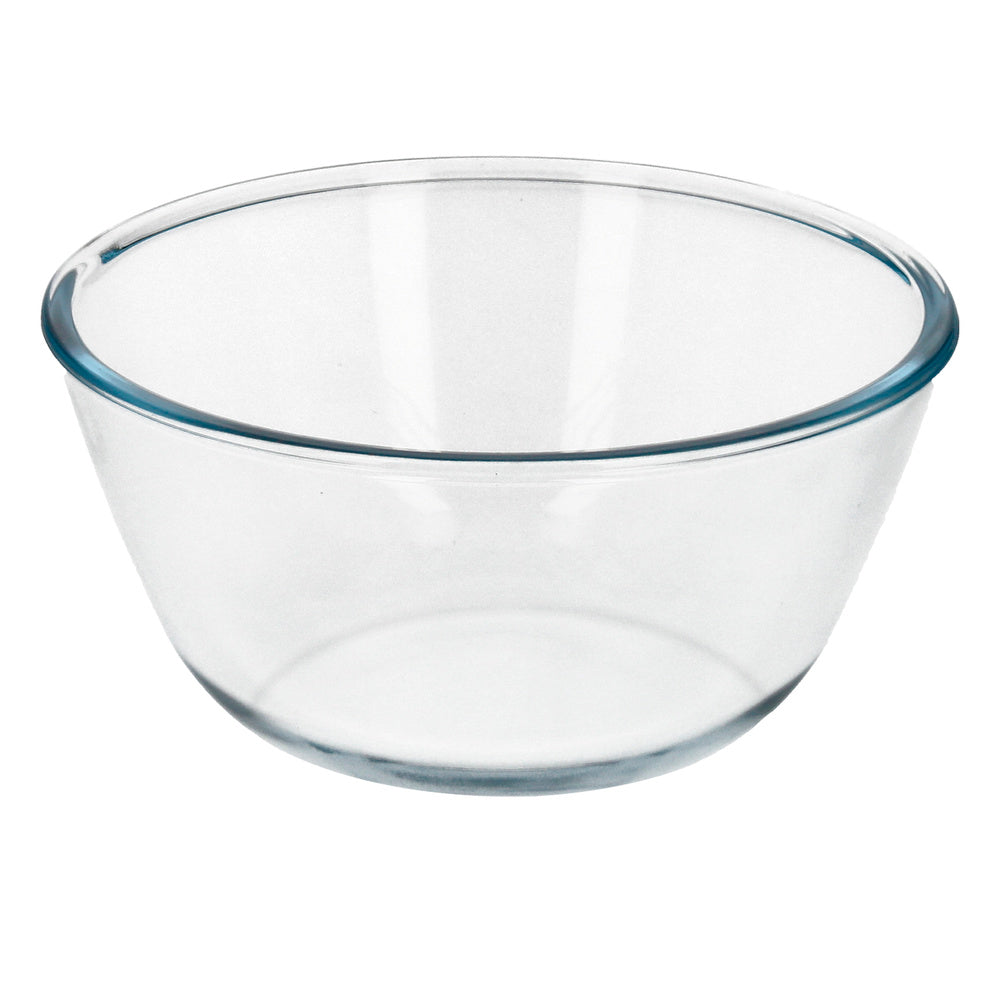 Glass bowl, ideal for mixing. 2.0 liters. BPA-free, borosilicate glass. Salads, desserts, cooking, baking