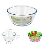 Bol de cristal, ideal para mezclas. 2.0 litros. Libre bpa, cristal de borosilicato. Ensaladas, postres, cocina, respostería
