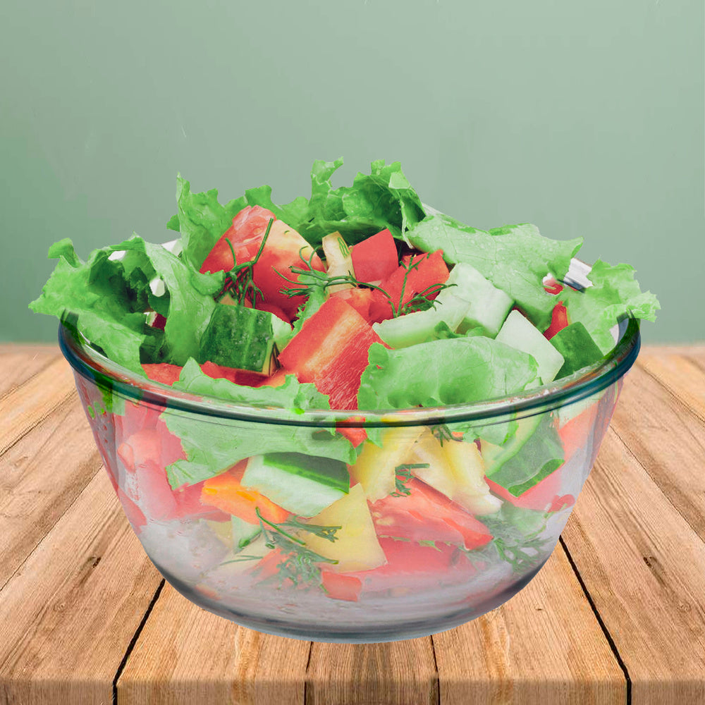 Bol de cristal, ideal para mezclas. 2.0 litros. Libre bpa, cristal de borosilicato. Ensaladas, postres, cocina, respostería