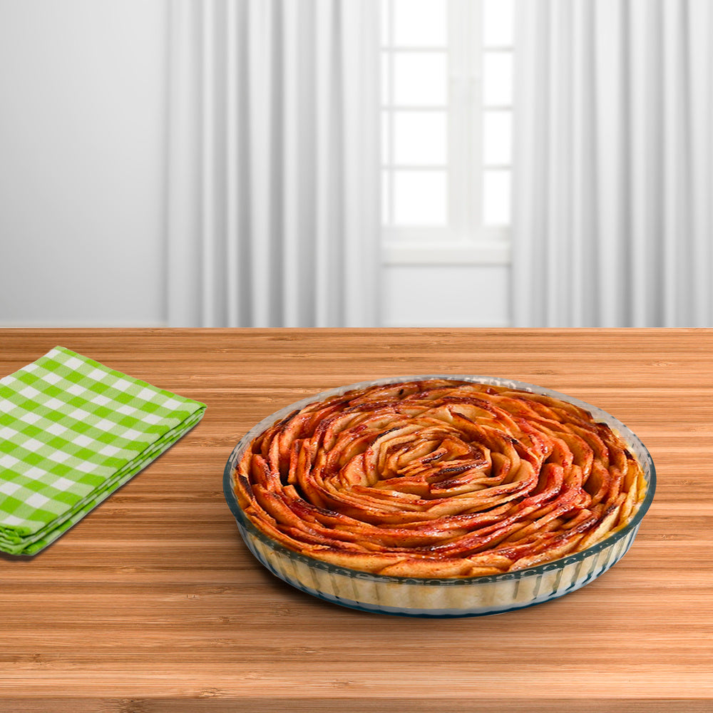 Borosilicate glass fluted oven mold ø 28 cm ideal for desserts, baking, pastries, cakes, quiches, BPA free