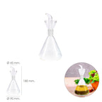 Glass oil cruet with anti-drip system, 250 ml capacity.