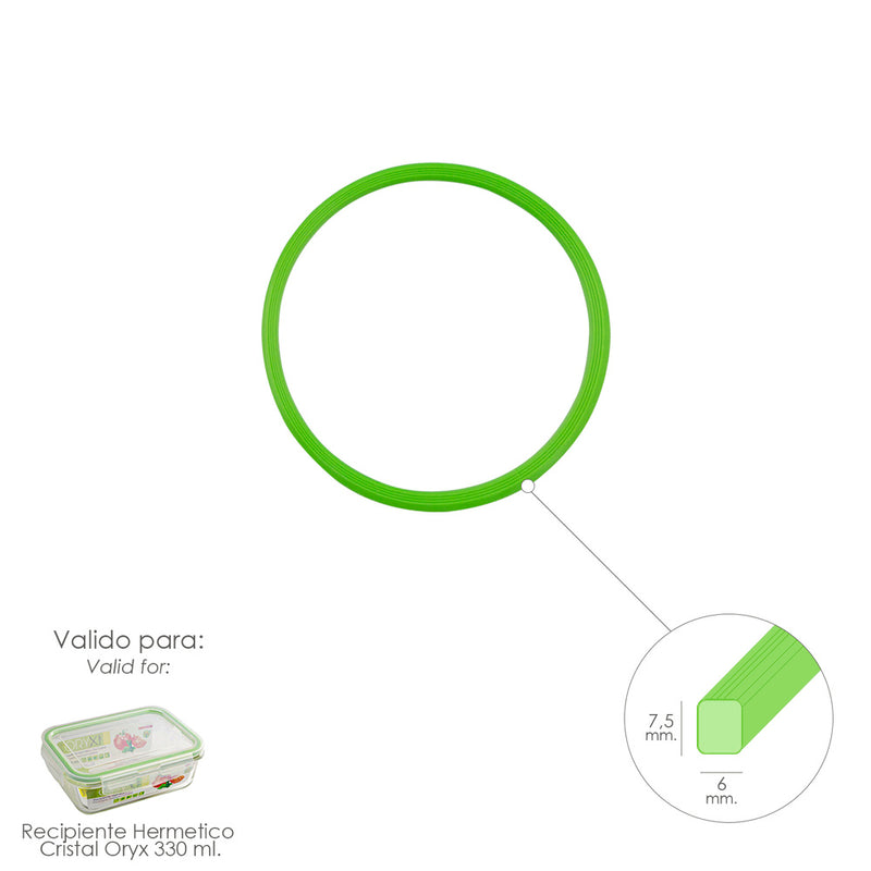Anillo silicona para recipiente hermetico cristal rectangular 330 ml