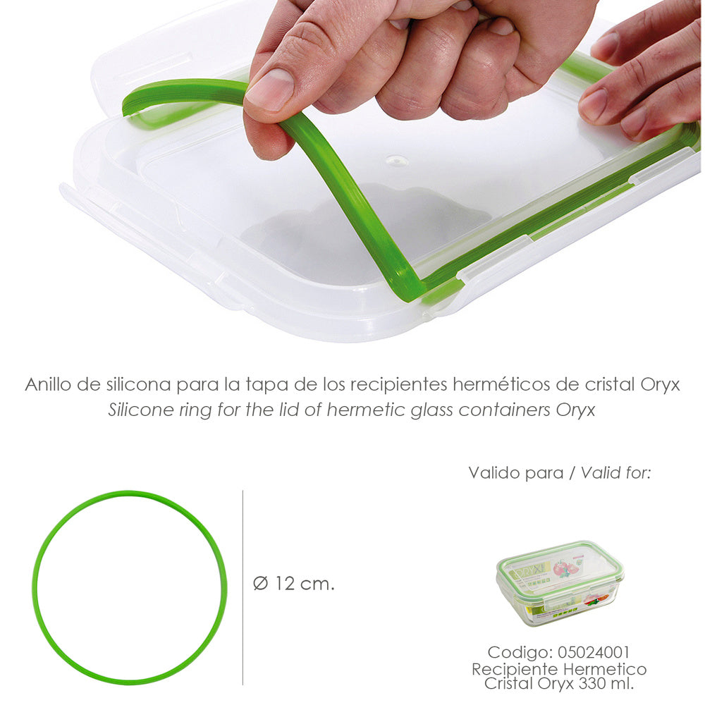 Silicone ring for 330 ml rectangular glass airtight container.