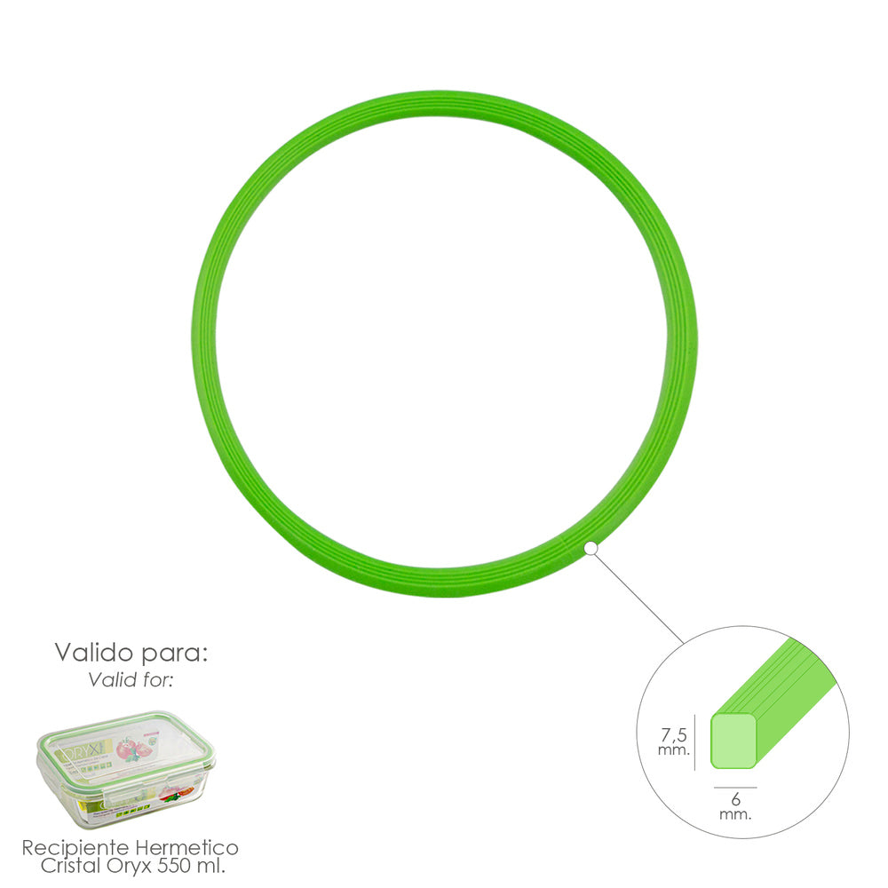 Anel de silicone para recipiente hermético de vidro retangular 550 ml.