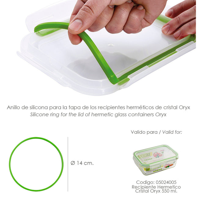 Anillo silicona para recipiente hermetico cristal rectangular 550 ml