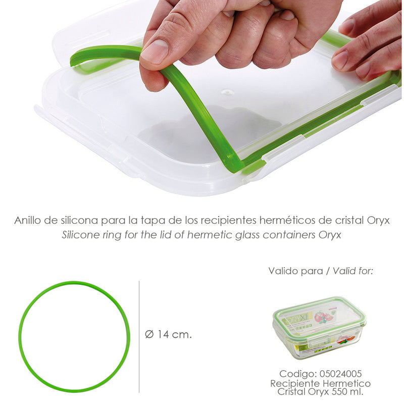 Anillo silicona para recipiente hermetico cristal rectangular 550 ml