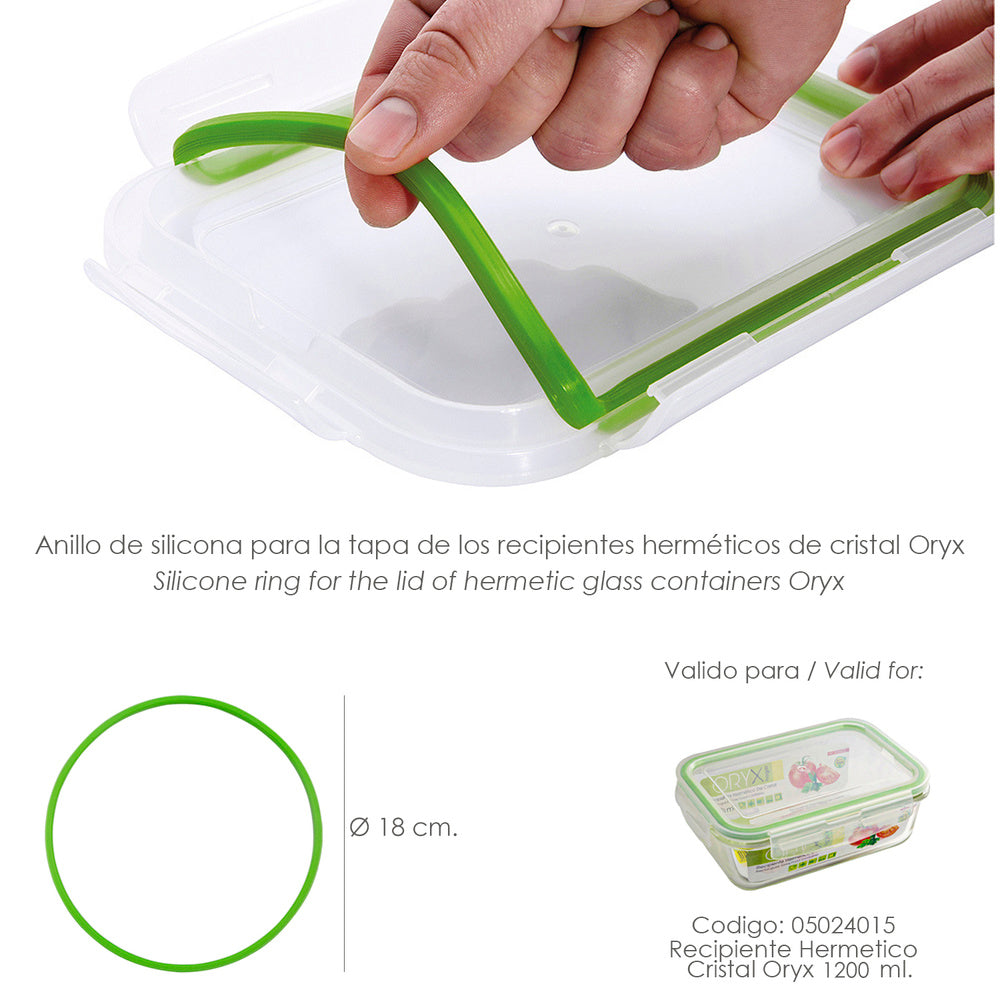 Silicone ring for 1,200 ml rectangular glass airtight container.