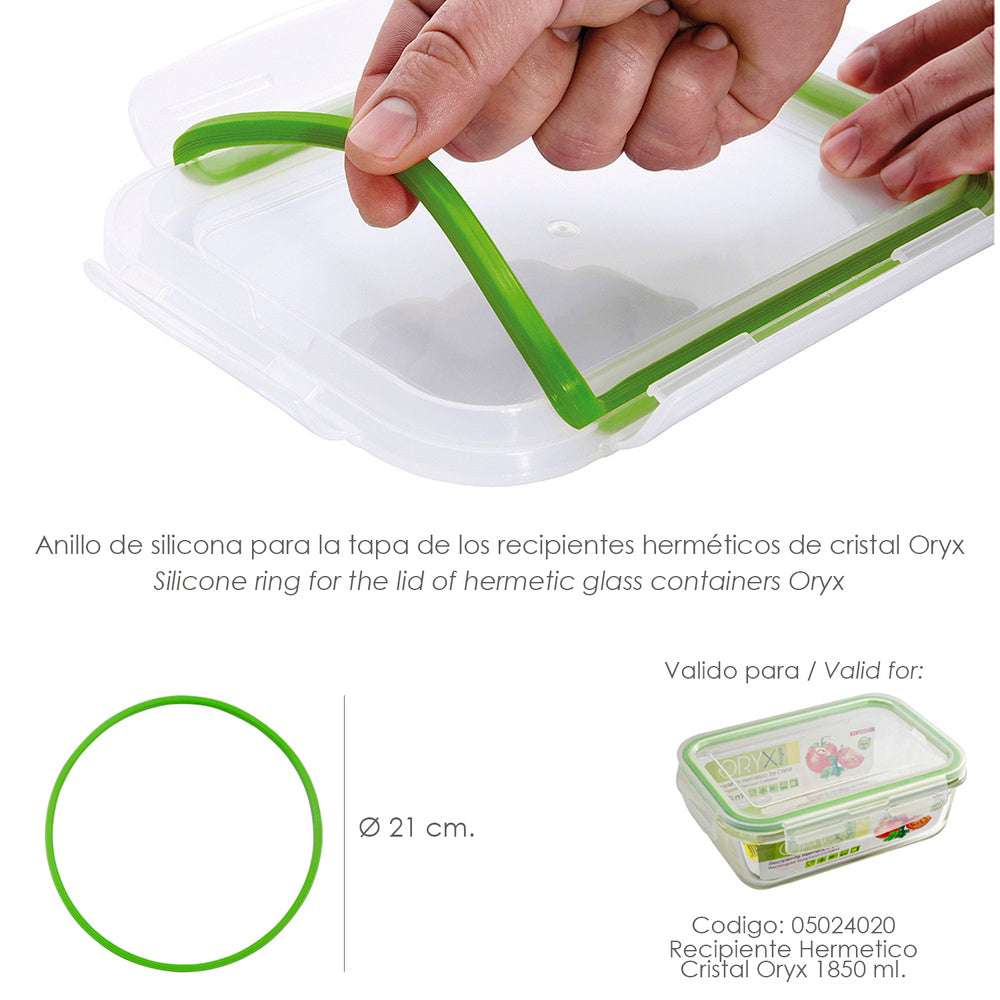 Silicone ring for 1850 ml rectangular airtight glass container.