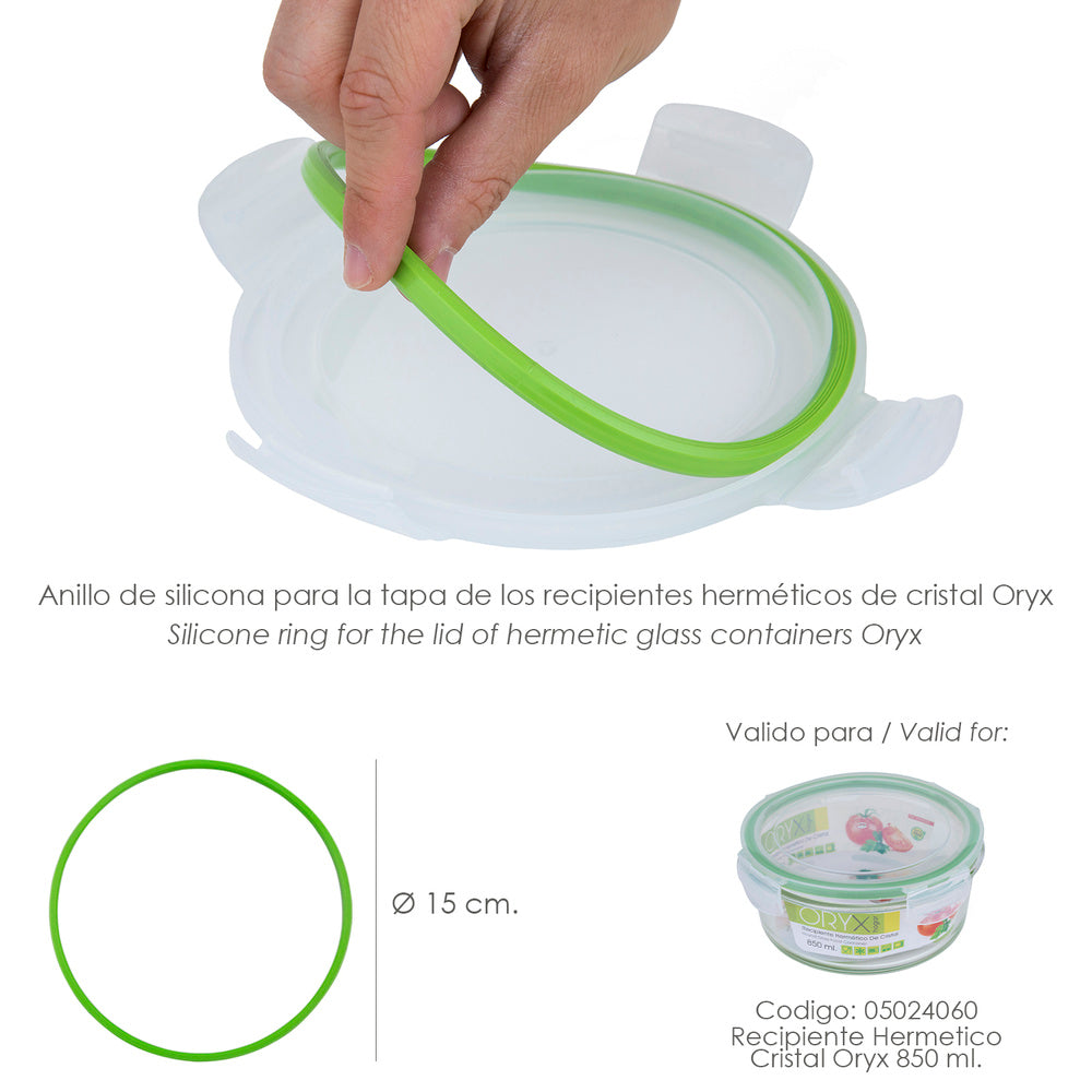 Anillo silicona para recipiente hermético cristal redondo  850 ml.