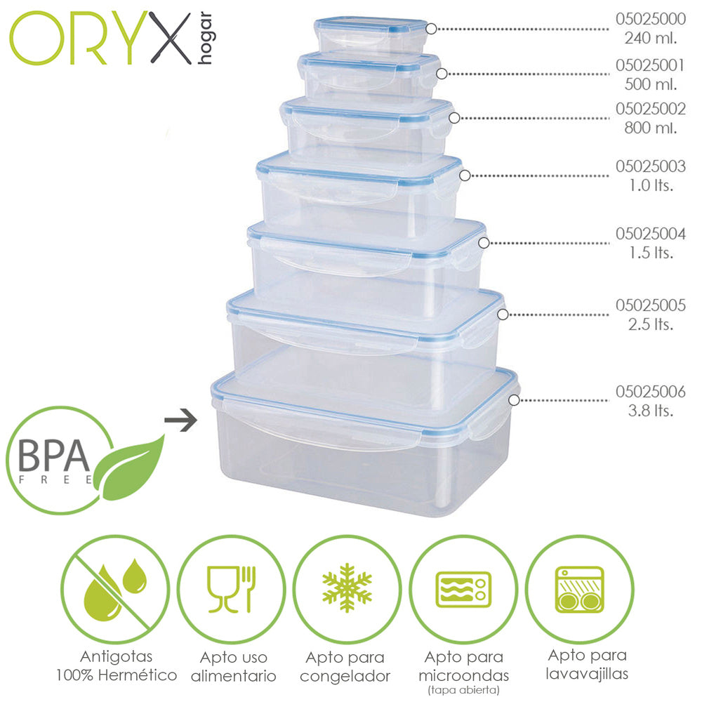 Airtight plastic container, rectangular, 3,800 ml, 28x21x9.5 (h) cm