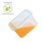 Recipiente hermético plástico. cuadrado 700 ml.  13x13x7 (alt.) cm