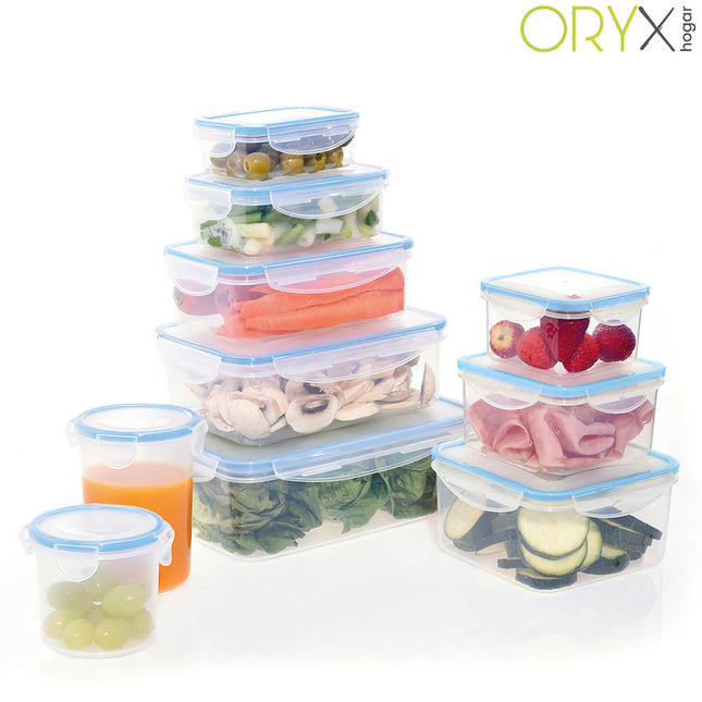 Recipiente hermetico plástico cuadrado 700 ml.  13x13x7 (alt.) cm