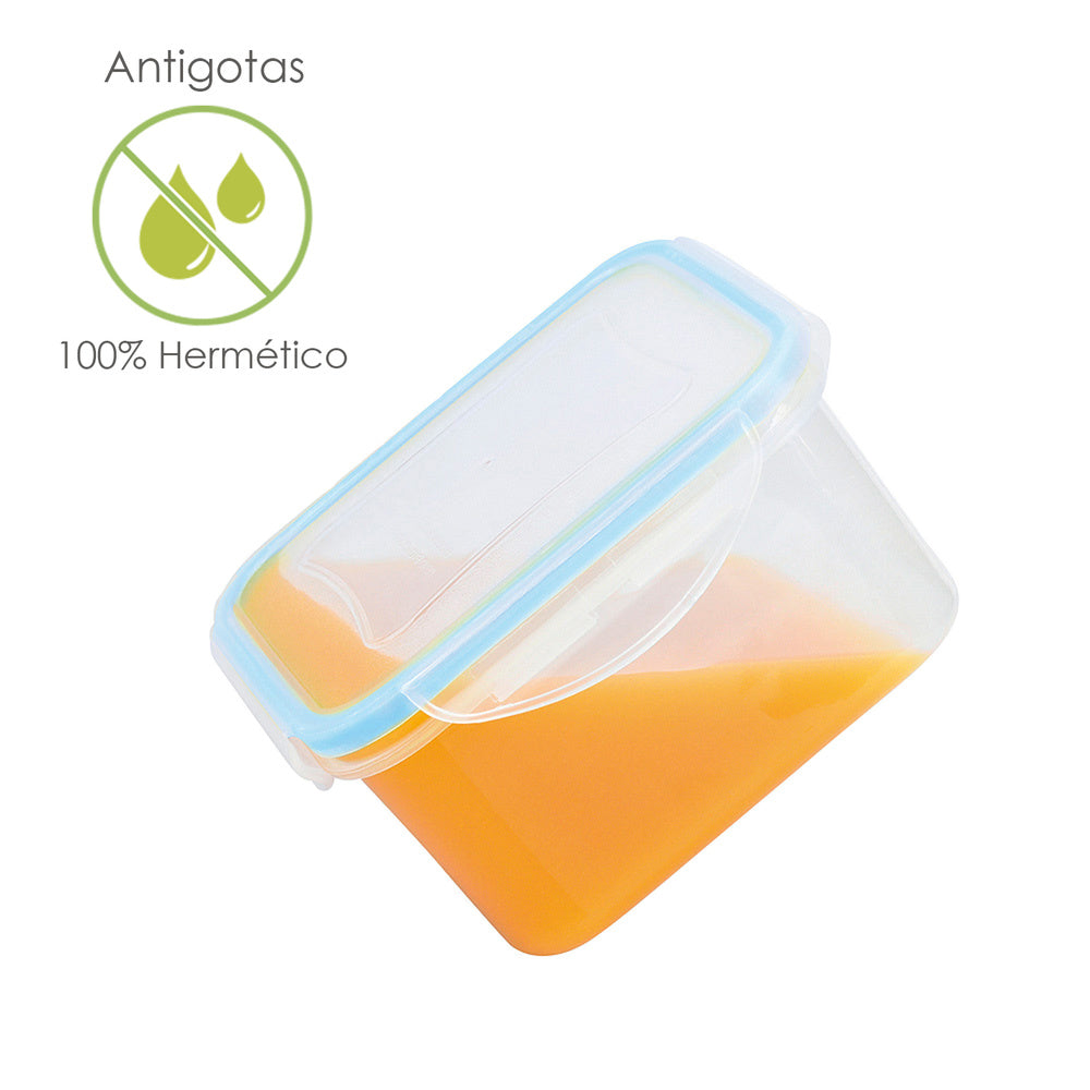 Airtight plastic container, square 1200 ml. 15x15x8 (h) cm
