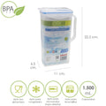 Jarra plástico. cuadrada 1.500 ml. 11 x 6.5 x 22.5 (alt) cm